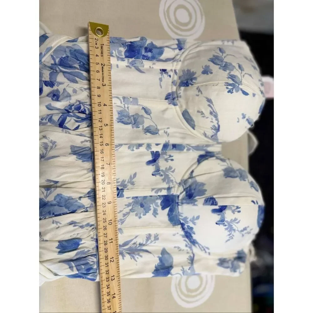 New Anthropologie V. Chapman Vera Ruffle-Strap Corset Side-Slit Midi Dress Size - Picture 13 of 13